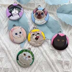 Jewelry Making For Birthday Party - 10 個漫画動物猫エナメルジュエリー作りかわいいぶら下げイヤリングペンダントネックレス DIY キーホルダー手芸用品