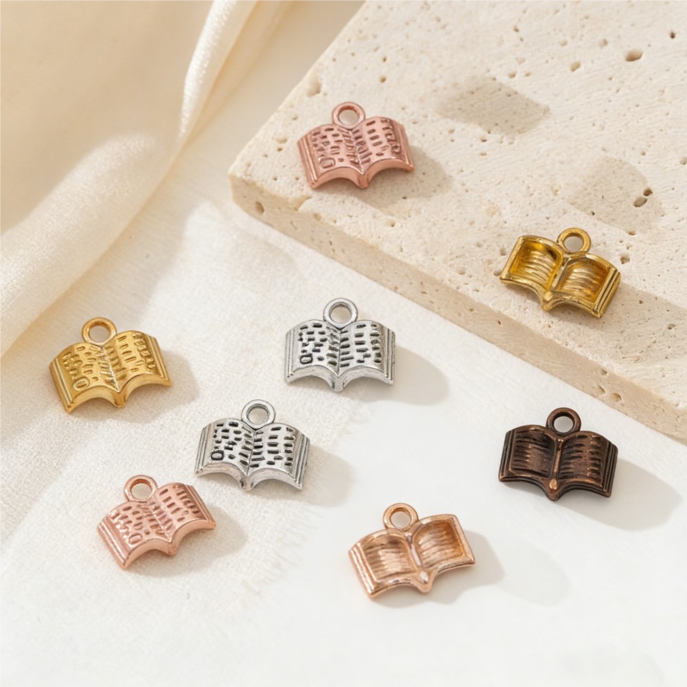 Jewelry Making Guide Book - 10/20/100 個チャームオープンブック 12 × 11 ミリメートル学生文具ペンダント