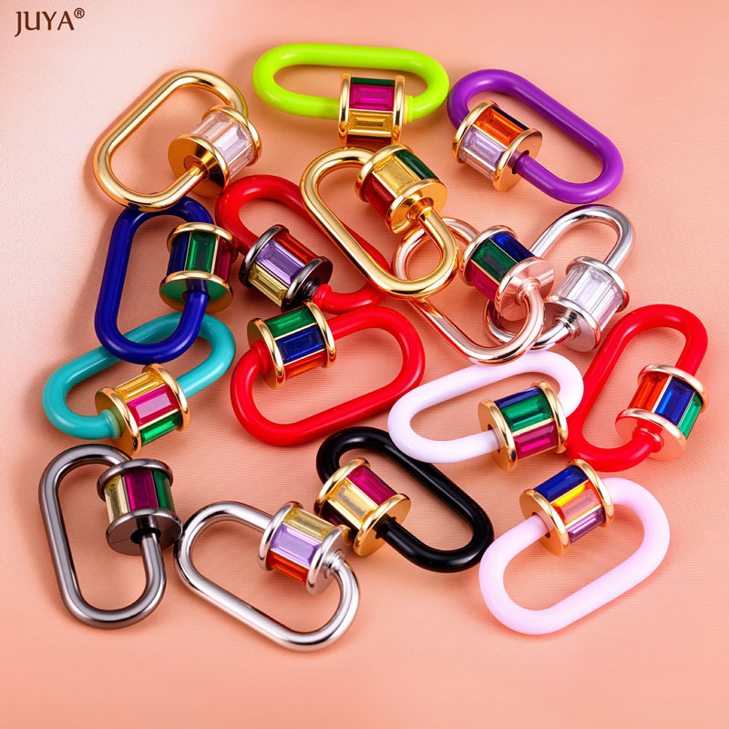 Jewelry Making Kit For Adults - JUYA レインボークリスタルエナメルスクリューカラビナロックコネクタクラスプファスナー DIY ネックレスジュエリー作成アクセサリー用品