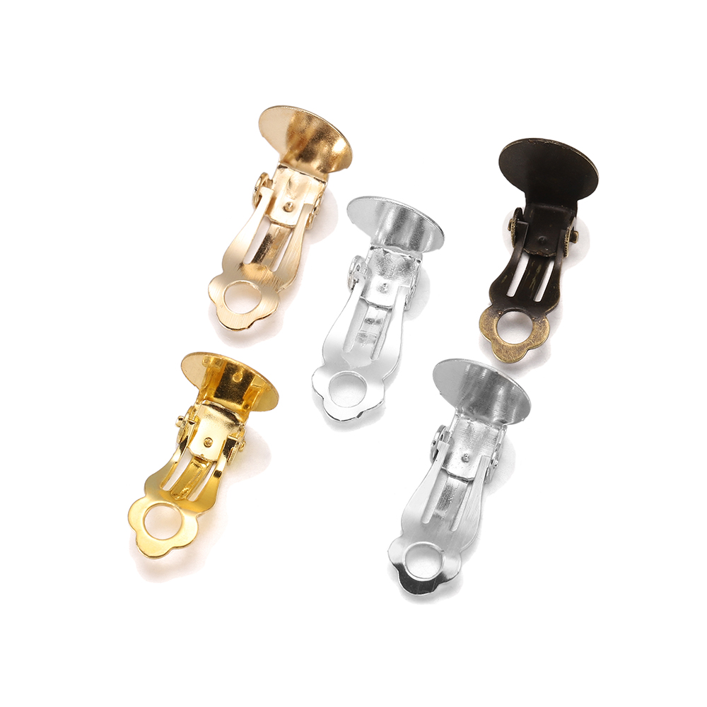Jewelry Making Kit - 50個/ロット 10mm メタルイヤークリップ イヤリング ブランクセッティングベース ガラスカボション対応