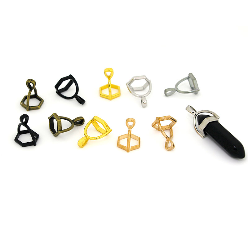 Jewelry Making Kit For Adults - 20 個六角形の宝石キャップ天然石クリスタル柱ペンダントキャップジュエリーメイキング用ペンダントネックレスコネクタクラスプ DIY