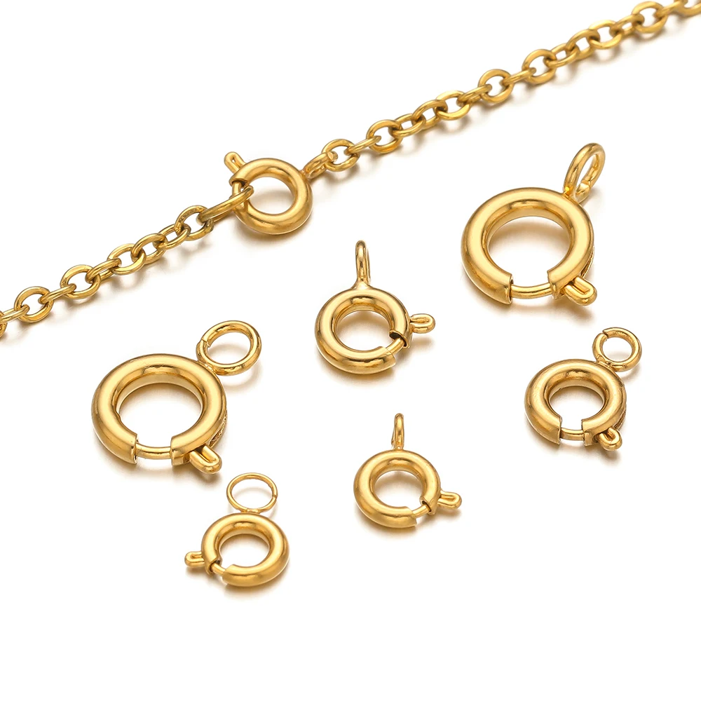Jewelry Making Material - 10個入り ステンレス製 スプリングリングクラスプ ラウンドロブスタークラスプフック ネックレスコネクター DIYファッションジュエリー