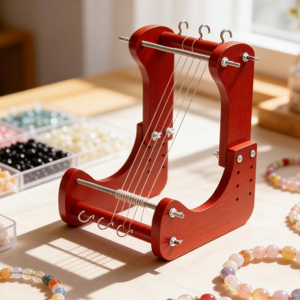 Jewelry Making Kit - 木製ビーズ織り機キット、長さ調節可能、デスクトップ織りツール、DIYブレスレットネックレスジュエリー製作クラフト用品（大人向け）