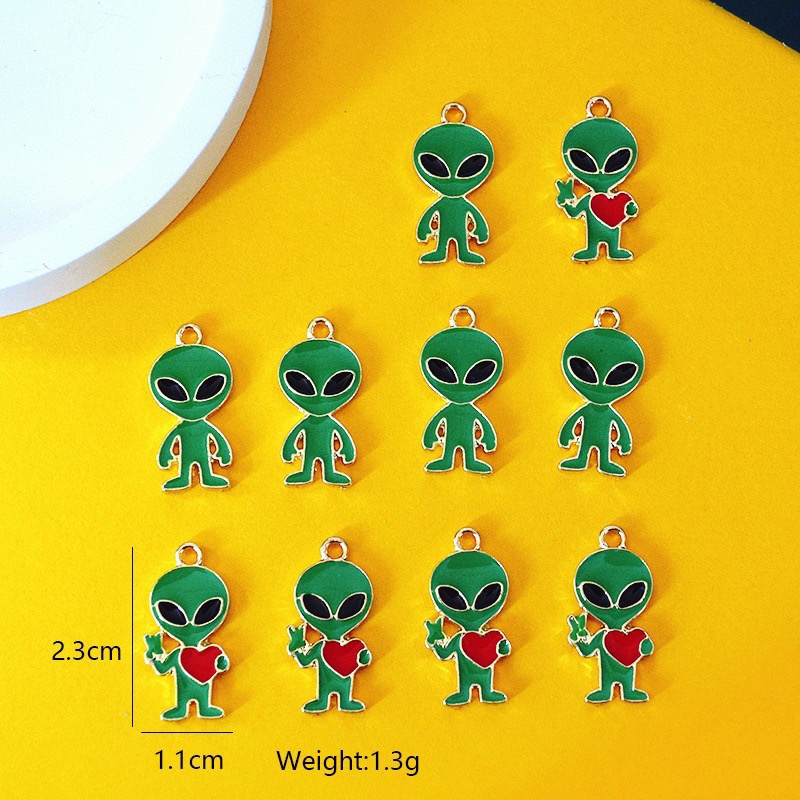 Jewelry Making For Birthday Party - 10個入り シンプルなエイリアン合金製ドリップオイルペンダントジュエリー、DIYジュエリー製作イヤリング、キーホルダー、ジュエリーアクセサリー