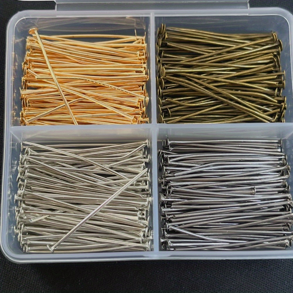 Jewelry Making Tools And Supplies - 400個入り混合鉄製ヘッドピン 30mm フラットヘッド 鉄素材 1箱 ジュエリー製作アクセサリー