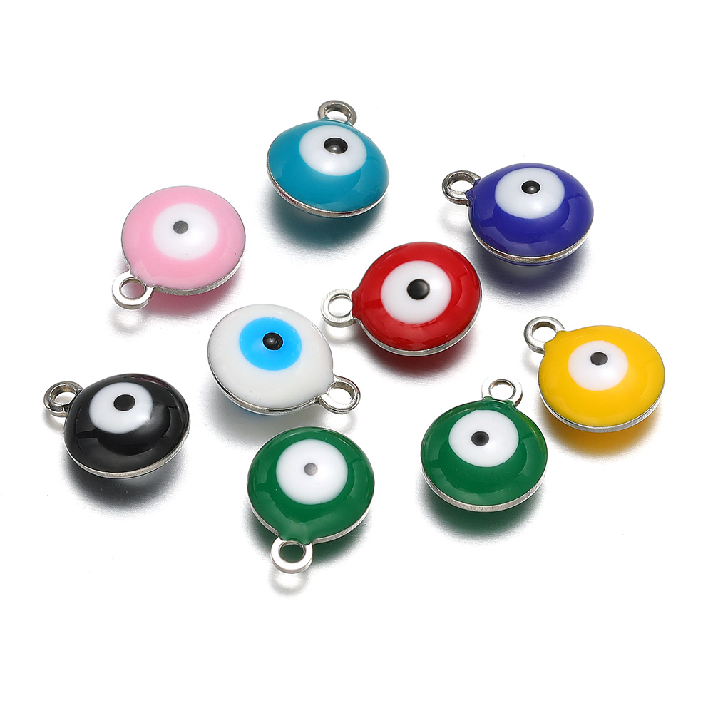 Jewelry Making Tools And Supplies - 20 ピース/ロット防水ステンレス鋼エナメル邪眼チャームネックレスペンダントイヤリング素材 DIY 手作りジュエリー作成