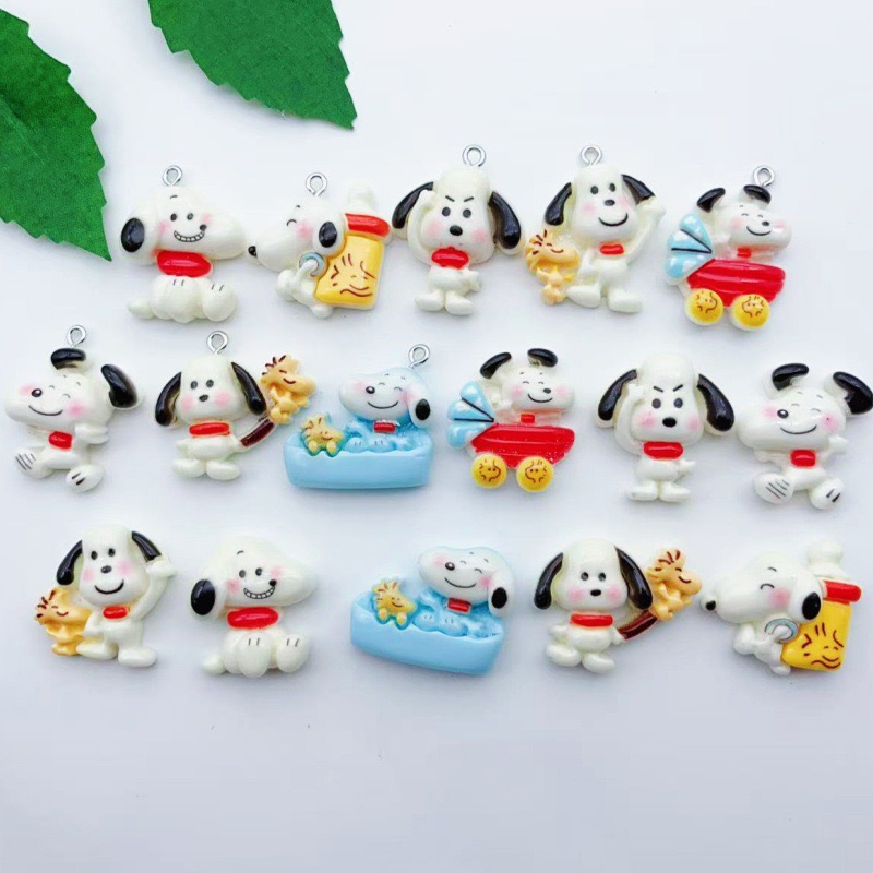 Jewelry Making For Birthday Party - 12個入り樹脂製漫画犬ペンダント、DIYジュエリー製作イヤリング、キーホルダーアクセサリー