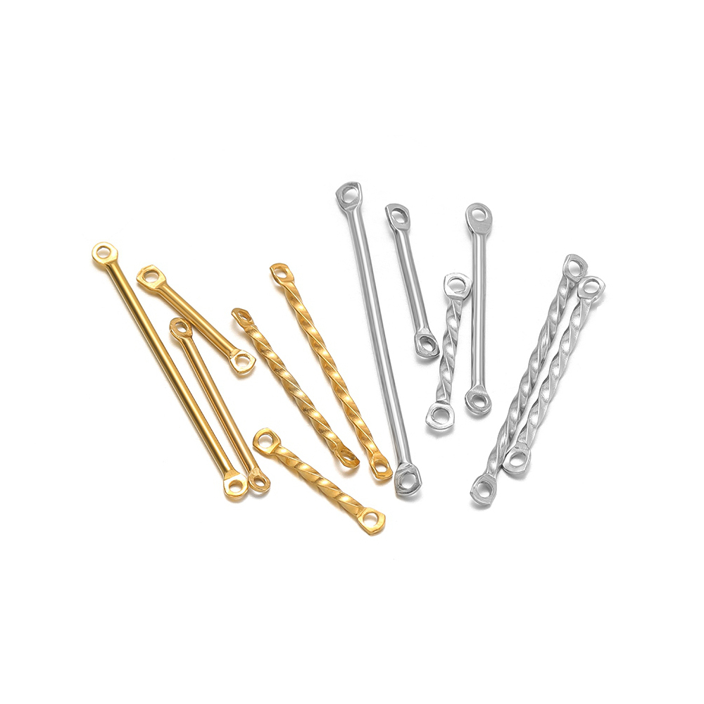 Jewelry Making Tools And Supplies - 20 個ステンレス鋼ツイストロッドコネクタ二穴リンクスティック DIY ジュエリーネックレス用品イヤリング材料バルク