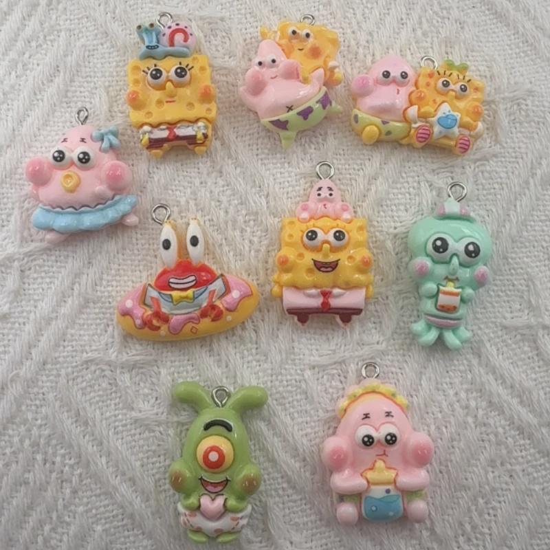 Jewelry Making For Birthday Party - 10個入り漫画風樹脂ペンダント、DIYジュエリー製作イヤリング、キーホルダーアクセサリー