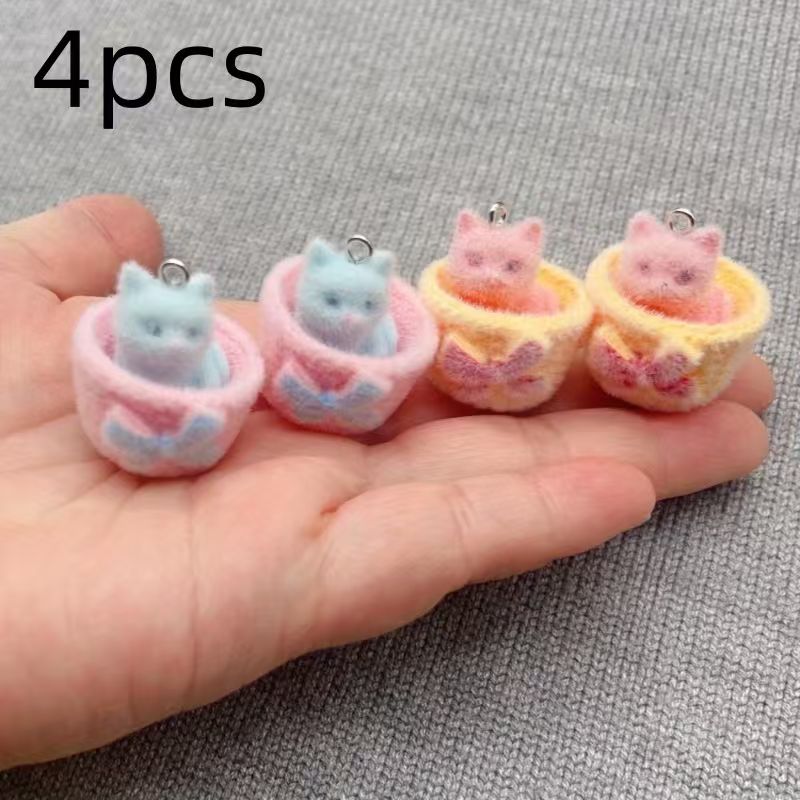 4個入り3Dぬいぐるみ樹脂製猫ペンダント、DIYジュエリー製 - Jewelry Making For Birthday Party のレビューと価格