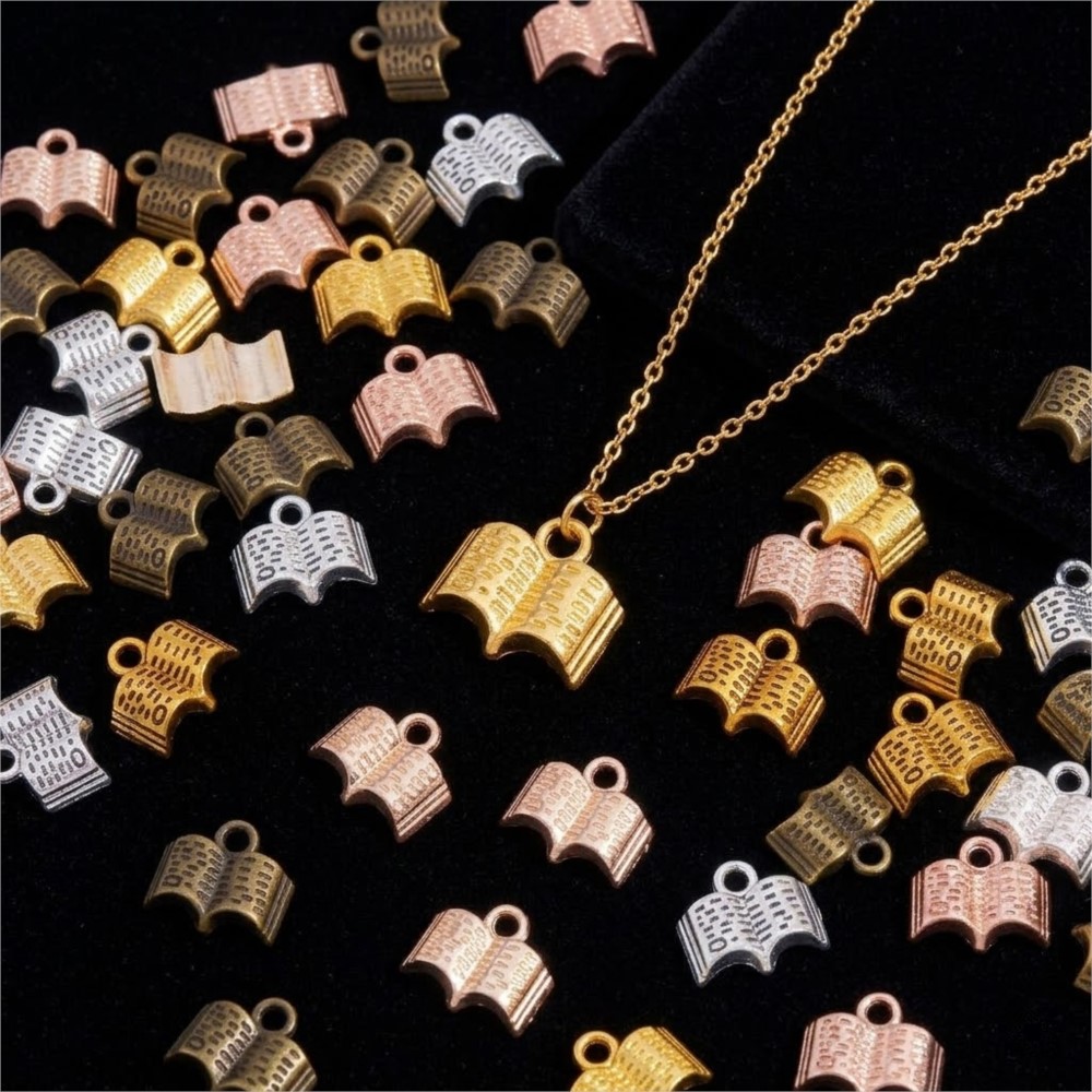 10/20/100 個ヴィンテージチャームメタルブックペンダ - Jewelry Making Guide Book のレビューと価格
