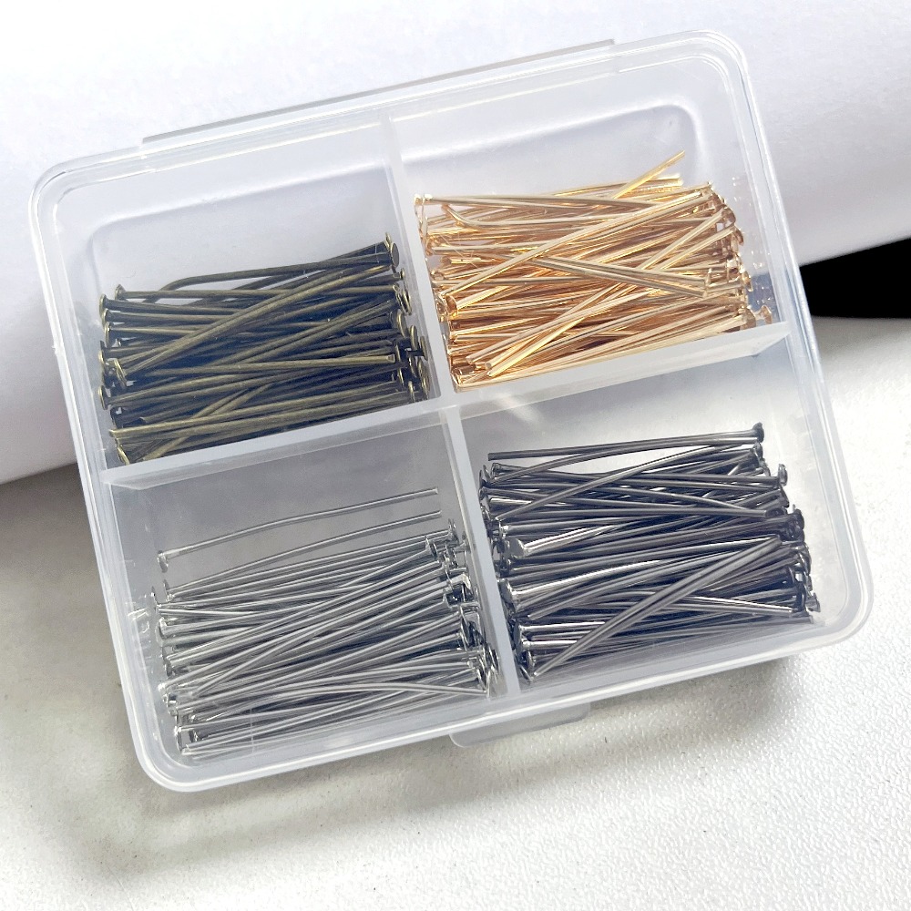 400個入り混合鉄製ヘッドピン 30mm フラットヘッド 鉄 - Jewelry Making Tools And Supplies のレビューと価格