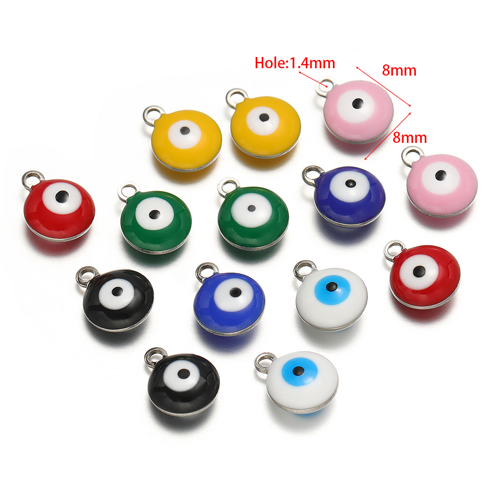 20 ピース/ロット防水ステンレス鋼エナメル邪眼チャームネッ - Jewelry Making Tools And Supplies のレビューと価格
