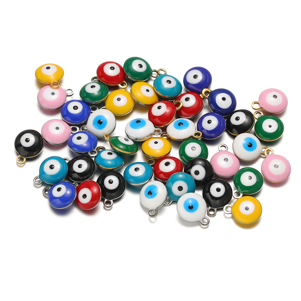 20 ピース/ロット防水ステンレス鋼エナメル邪眼チャームネッ - Jewelry Making Tools And Supplies のレビューと価格