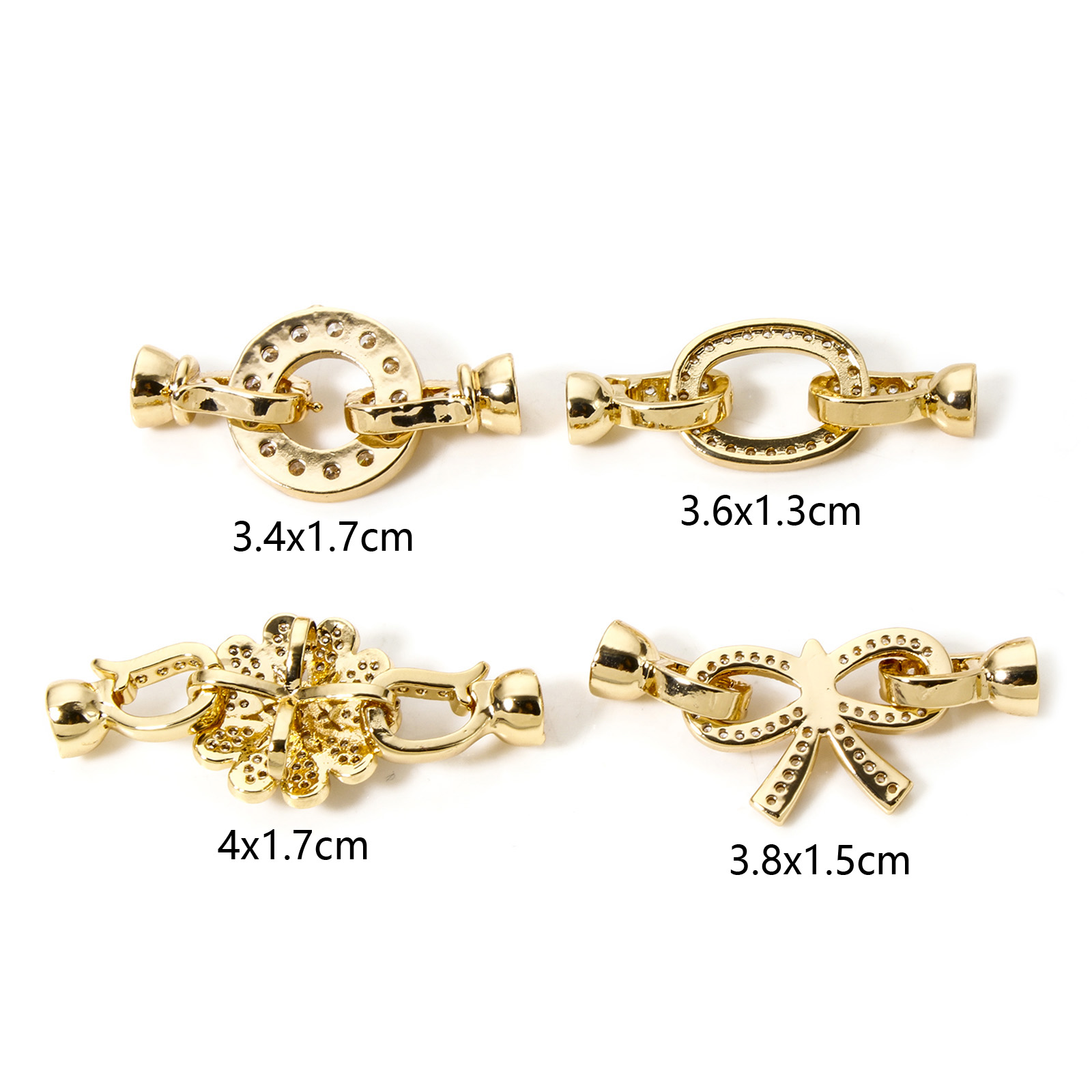 真ちゅう製の折りたたみ式クラスプ,ゴールドカラー,丸い花の蝶 - Jewelry Making Material のレビューと価格