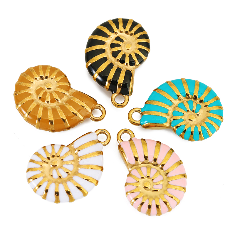 4 個ステンレス鋼コンチ金メッキエナメルチャームペンダント  - Jewelry Making Tools And Supplies のレビューと価格