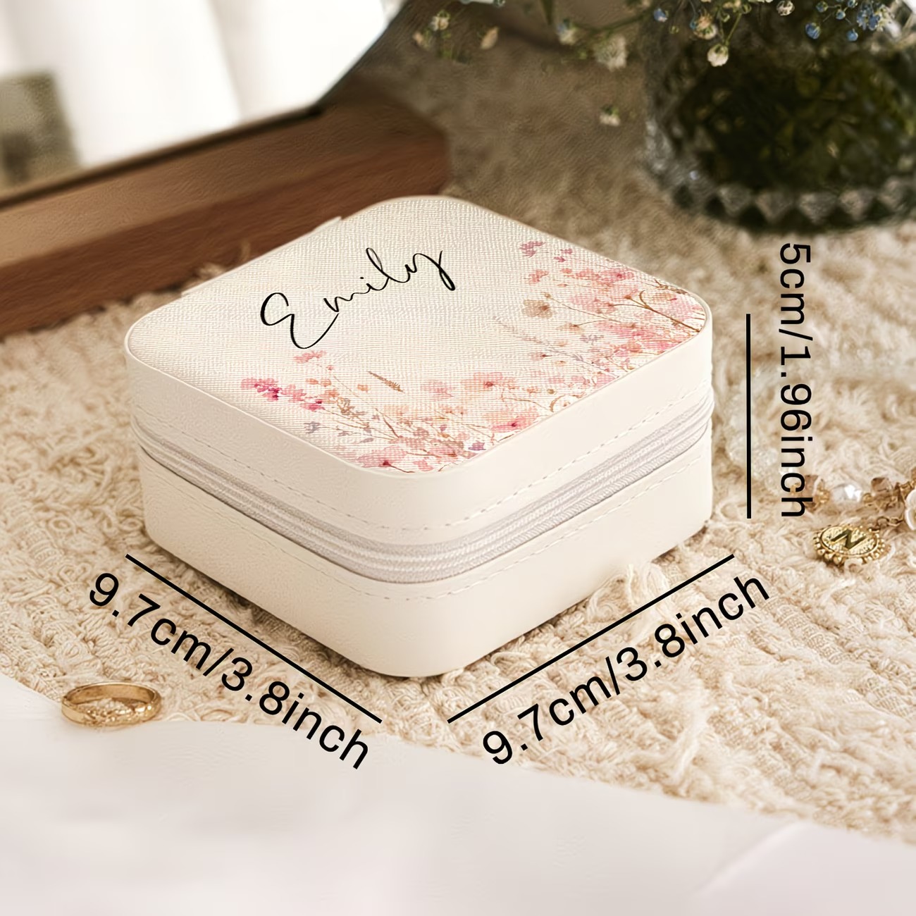 カスタムベージュのジュエリーボックス、花畑のデザイン、ジッパ - Jewelry Making For Birthday Party のレビューと価格
