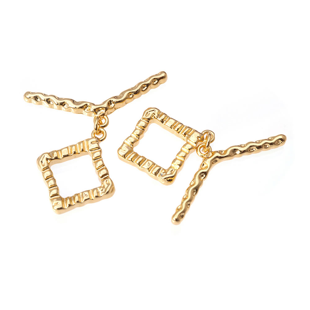 18Kゴールドカラー真鍮製スクエア型Oトグルクラスプ ブレス - Jewelry Making Tools And Supplies のレビューと価格