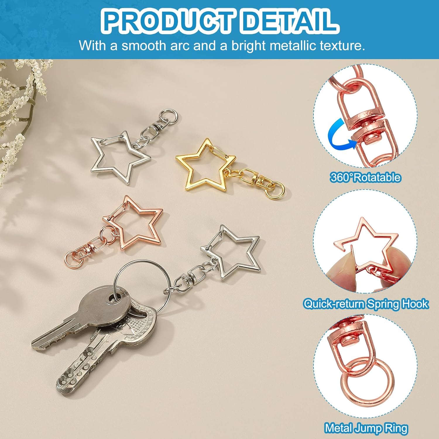 5/15/25/50セット 星型スナップキーホルダー ロブス - Jewelry Making Kit のレビューと価格