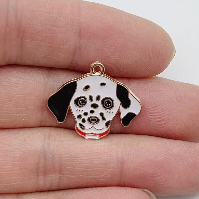 12個入り漫画ペット斑点犬合金オイルドロップペンダント、DI - Jewelry Making For Birthday Party のレビューと価格