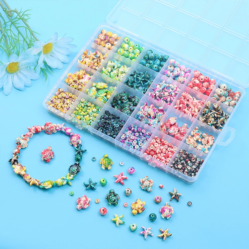 6/46/558個マルチカラーターコイズオーシャンシリーズビ - Jewelry Making For Birthday Party のレビューと価格